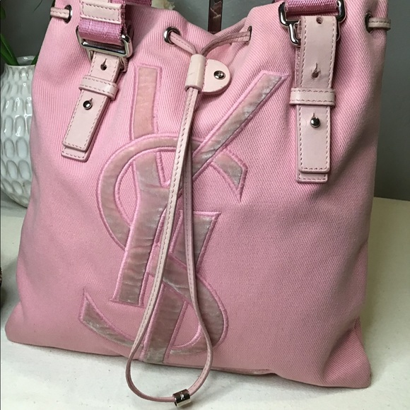🛍Pink YSL YVES SAINT LAUREN Canvas Kahala Tote PM - Picture 4 of 9